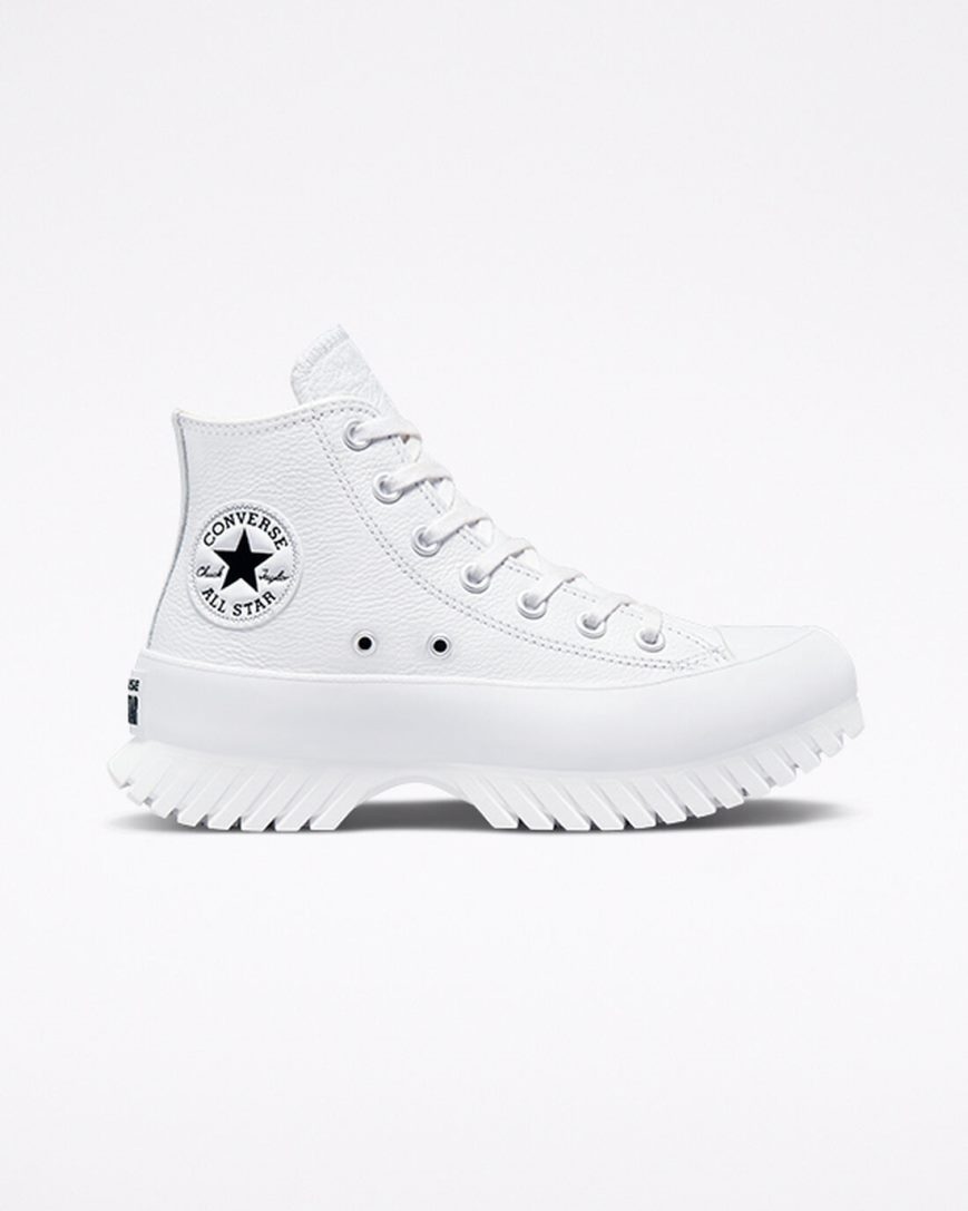 Tenis Converse Chuck Taylor All Star Lugged 2.0 Couro Cano Alto Feminino Branco Pretas | PT D080PT7